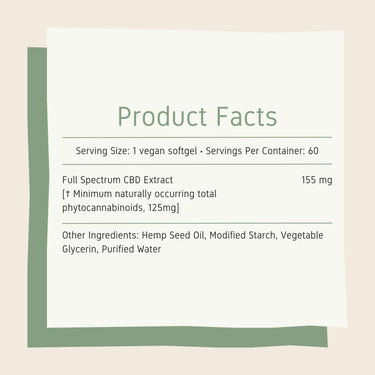 CBD Softgels extra strength 7500mg product facts and full list of ingredients