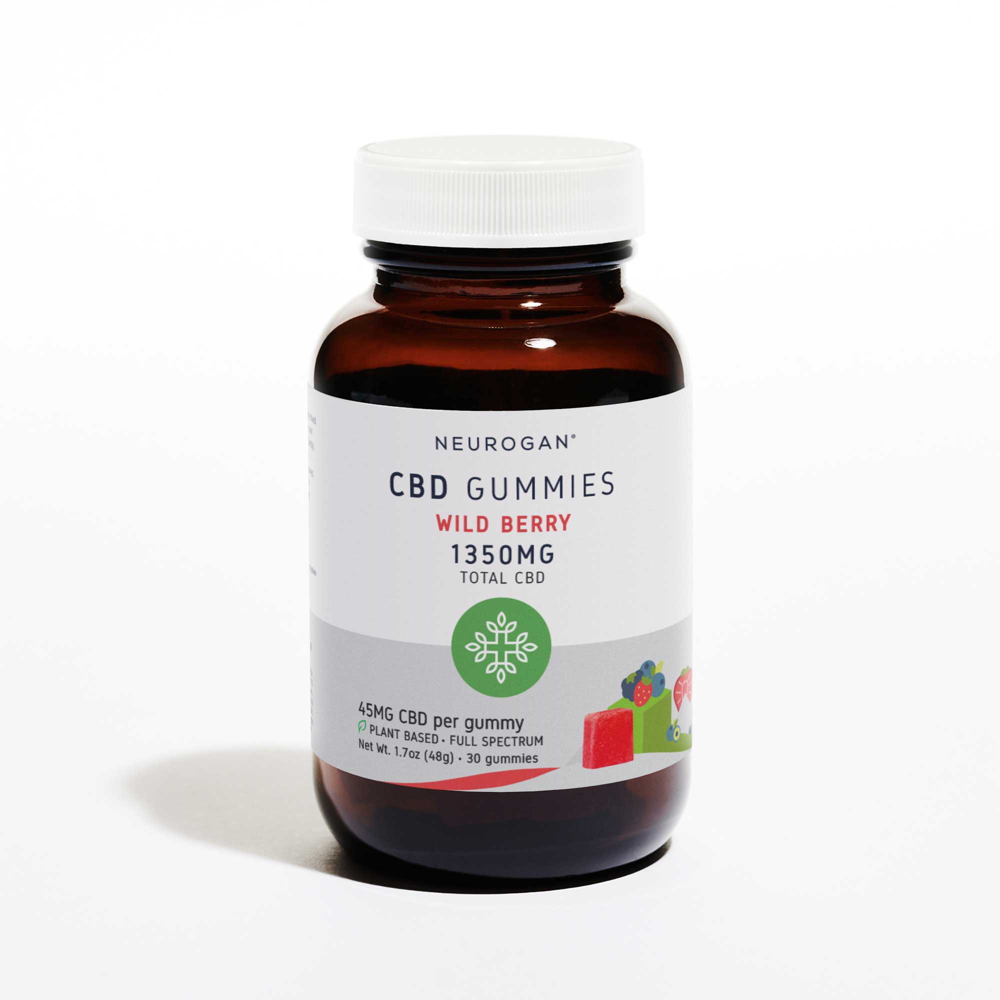 Neurogan 1.7 oz bottle of CBD Gummy Squares