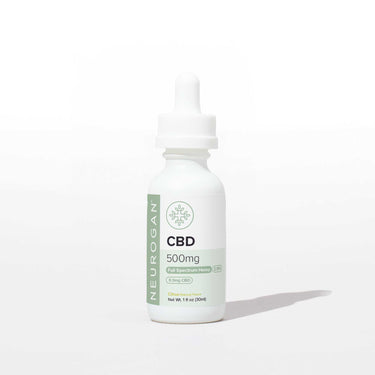 Neurogan 500MG CBD Oil bottle with dropper for beginner dosage and relaxation.