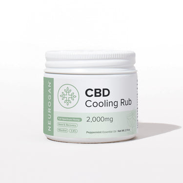 CBD Cooling Rub jar 8000mg, offering muscle relief with menthol and refreshing peppermint scent.