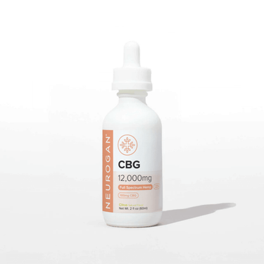 Neurogan full spectrum CBG oil 12000mg bottle with white rubber dropper top