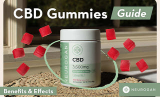 Neurogan Full Spectrum CBD Gummies with red gummies.