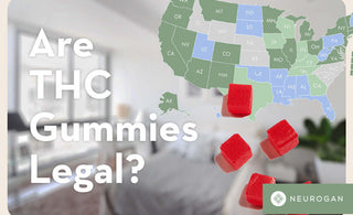 Map of the united states with thc gummies. Text: are thc gummies legal?