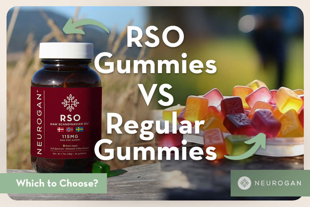 Neurogan RSO Gummies next to regular gummies