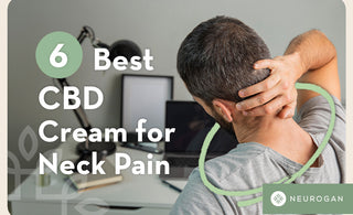 Man sitting at a desk holding his neck in pain. Best CBD Cream for neck pain