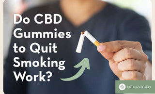 Man holding a broken cigarette. Text: Do CBD Gummies to Quit Smoking Work? 