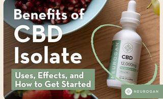Neurogan High Potency CBD Oil product with text 'Benefits of CBD Isolate'