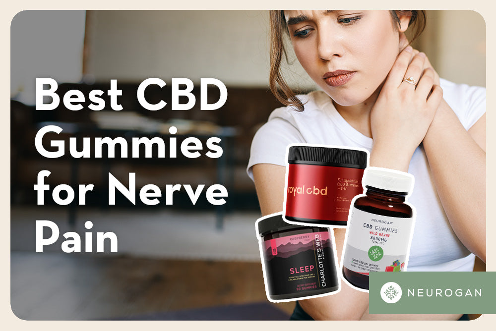 woman holding her neck in pain. best cbd gummies for nerve pain