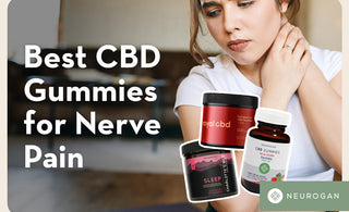 woman holding her neck in pain. best cbd gummies for nerve pain