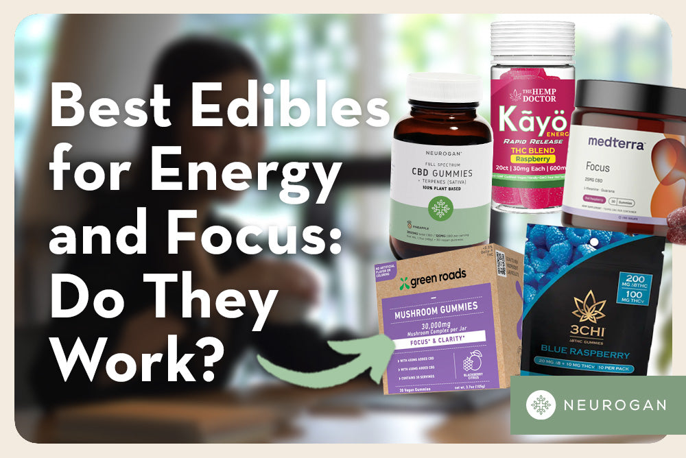 The top edibles for energy. Text: Best Edibles for Energy and Focus: Do They Work? 