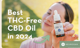 holding Neurogan broad spectrum cbd oil. Text: Best THC-free CBD oil in 2024