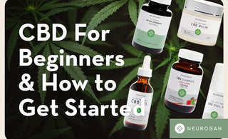A bottle of CBD Gummy squares, CBD Oil and a dropper on a round wooden pad beside green leaves