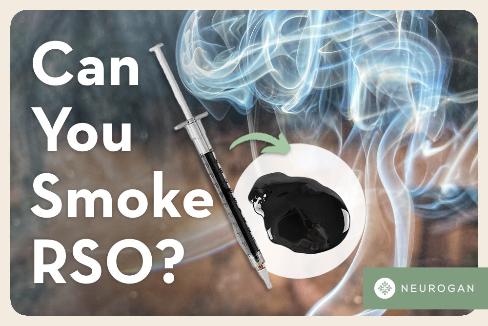 A man with a vape smoking. Text: Can you smoke RSO? 