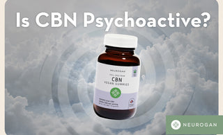 Neurogan CBN in the clouds. Text: Is CBN Psychoactive? 