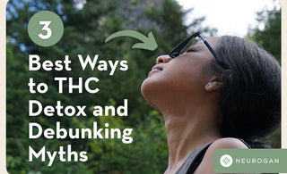 woman looking up in a forest. Text: Best ways to THC detox and debunking myths