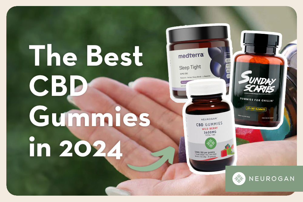 Comparing top CBD gummies. Text: The Best CBD Gummies in 2024