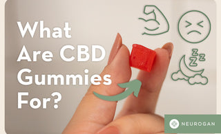 Holding CBD gummies in between fingers. Text: What Are CBD Gummies For?