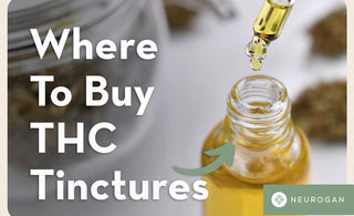 Bottle of THC tincture with text: Where to buy THC tinctures