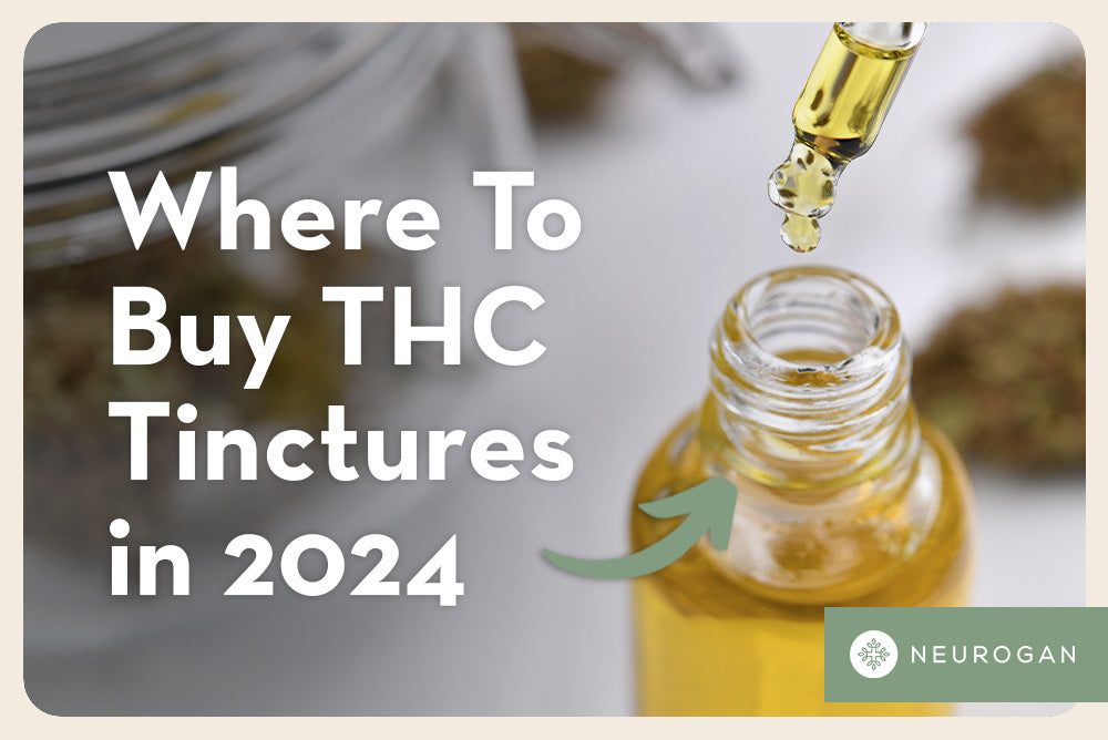 Bottle of THC tincture with text: Where to buy THC tinctures in 2024