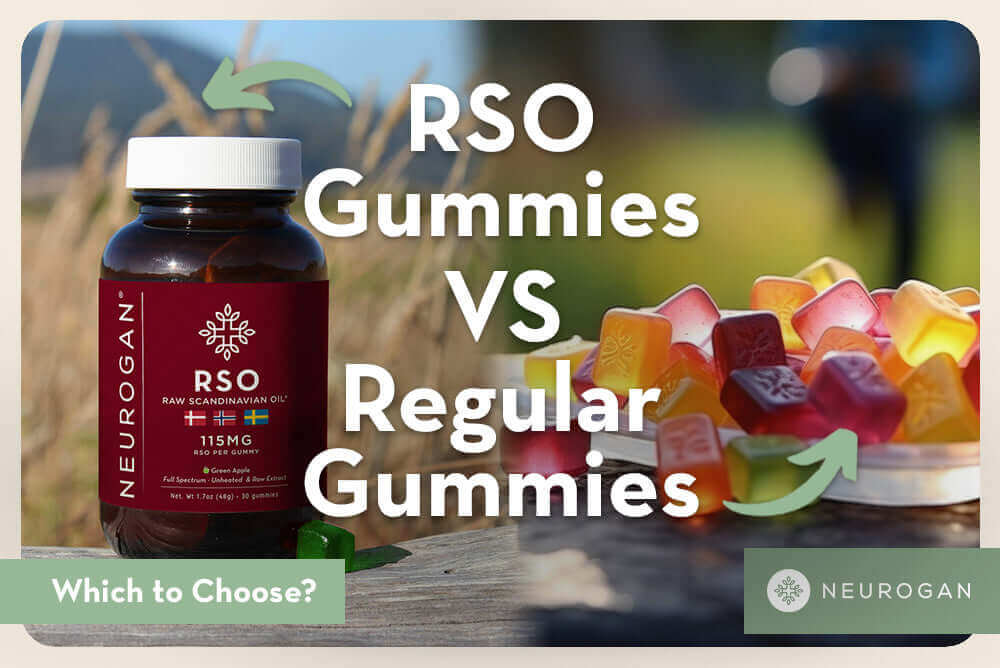 Neurogan RSO Gummies next to regular gummies