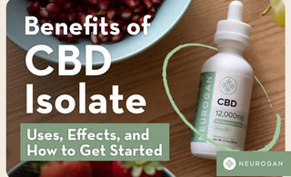 Neurogan High Potency CBD Oil product with text 'Benefits of CBD Isolate'