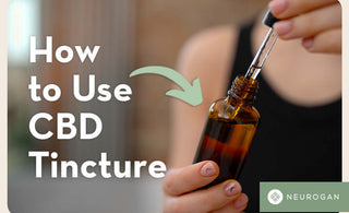 Woman holding CBD tincture bottle. Text: How to use CBD tincture