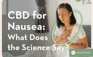 woman in bed feeling nausea. Text: CBD for nausea: what does the science say? 