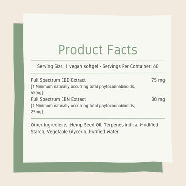 CBN softgels 1500mg CBN with 2700mg CBD product facts and full list of ingredients