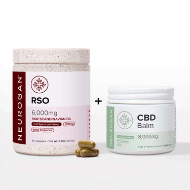 The Joint-Relief Duo featuring RSO Capsules and CBD Balm for effective relief with CBD, CBG, and cannabinoids.