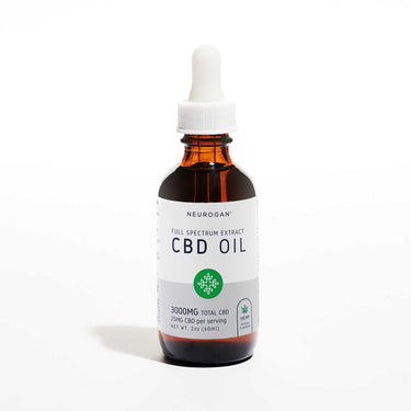 Full Spectrum CBD Oil 3000MG, natural hemp flavor, in 2oz brown bottle with white rubber top