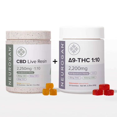 The Off-Work Duo featuring CBD Live Resin and Delta-9 THC gummies for relaxation and calmness.