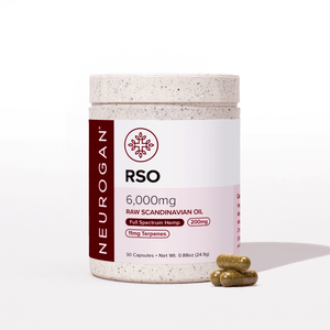 RSO Capsules containing 200mg of RSO, enhanced with potent cannabinoids and terpenes.
