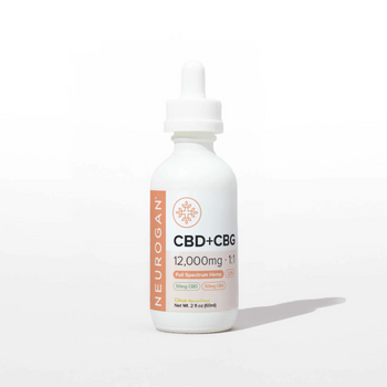 Neurogan full spectrum CBD +CBG oil 12000mg in a bottle and white rubber dropper top