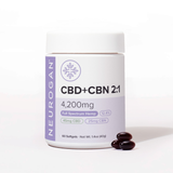 Neurogan Ultra Sleep Therapy CBN Softgels in white bottle and white lid.