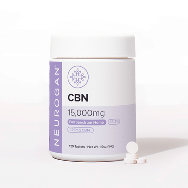 Neurogan Full Spectrum CBN Tablets in white bottle with white lid