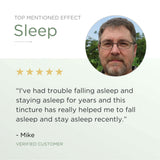 Verified customer Mike shares his verified review about improved sleep using the CBD + CBN tincture for staying asleep.