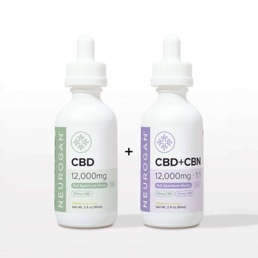 The High-Potency Duo featuring 12,000 mg CBD and CBN oils for recovery and restful sleep.