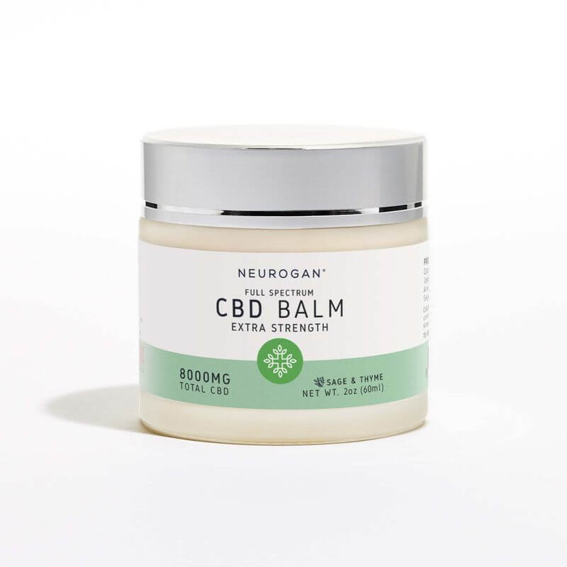 Jar of Neurogan Full Spectrum CBD Balm Extra Strength Sage and Thyme with 8000mg of total CBD in a 2oz (60ml) container. 