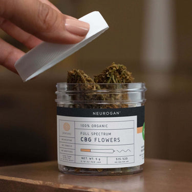 A pack of CBG flowers being opened