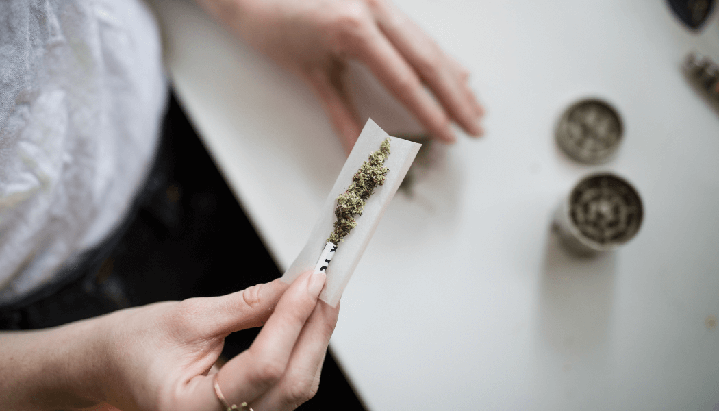 Person making a CBD pre-roll