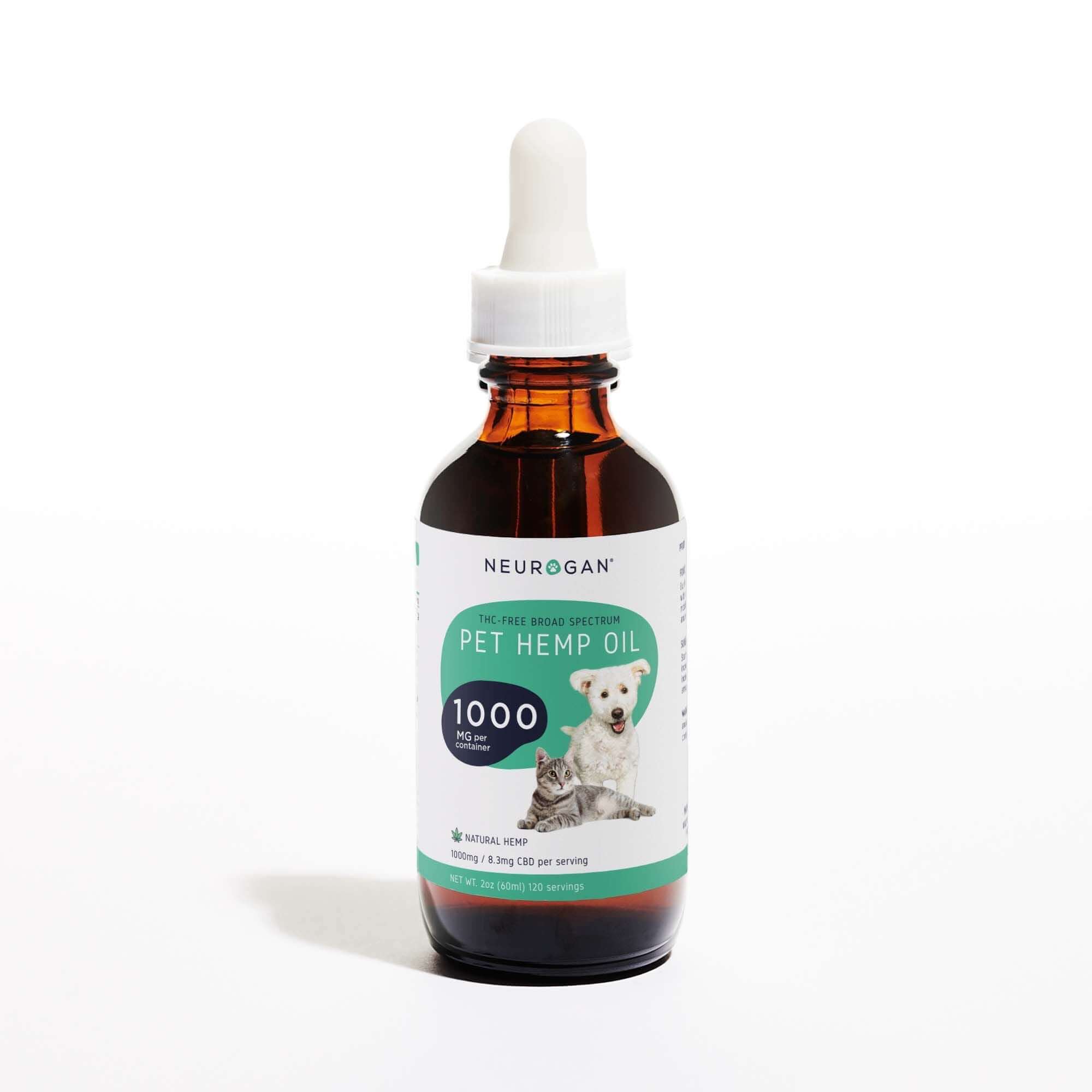 Neurogan Full Spectrum CBD Pet Oil 1000MG with an image of a dog and cat on label