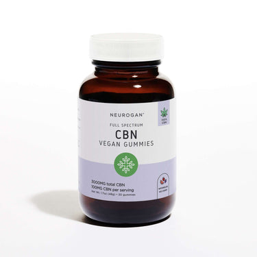 Full Spectrum CBN Calm Gummies with amber brown bottle and white lid