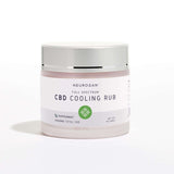 Neurogan Full Spectrum CBD Cooling Rub in a glass jar with beige colored cream and silver lid