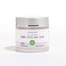 Full Spectrum CBD Cooling Rub in glass jar with beige colored cream and silver lid